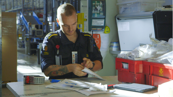 David leter etter narkotika eller andre ulovlige substanser som forsøkes smuglet inn via postforsendelser.