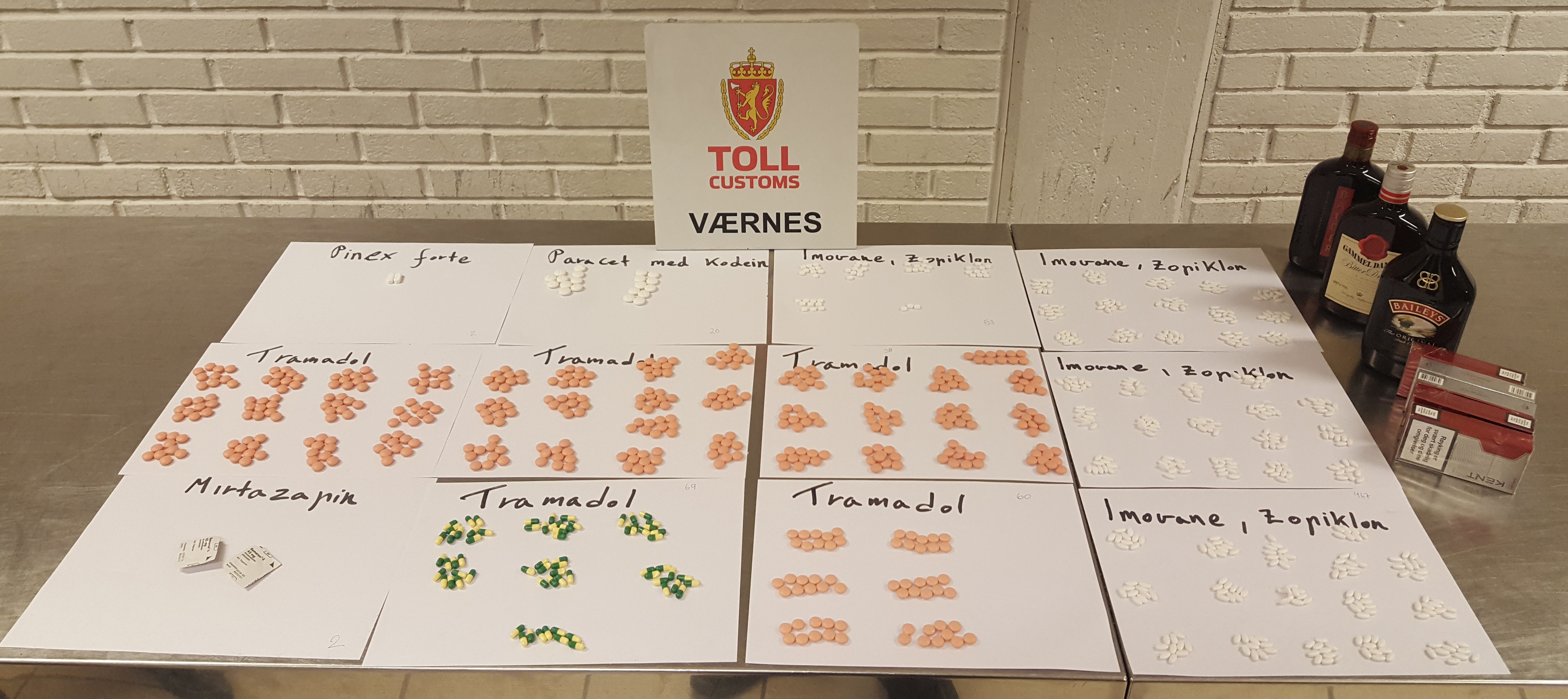 1000 tablettar Trondheim lufthavn Værnes
